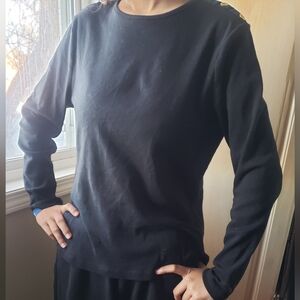 Lauren Ralph Lauren Black Long Sleeve Top 100% Cotton